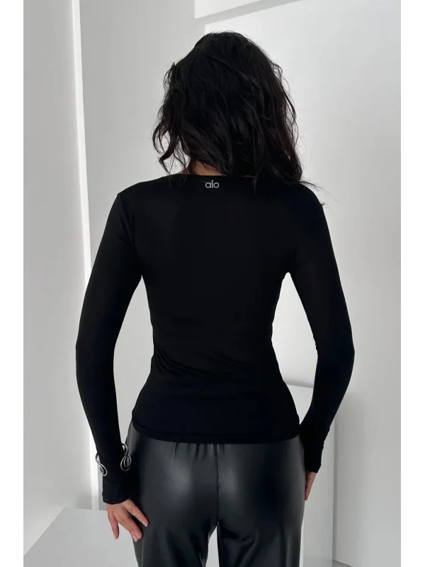 AO Bisiklet Yaka Parmak Detaylı Uzun Kollu Esnek Spor T-Shirt Body