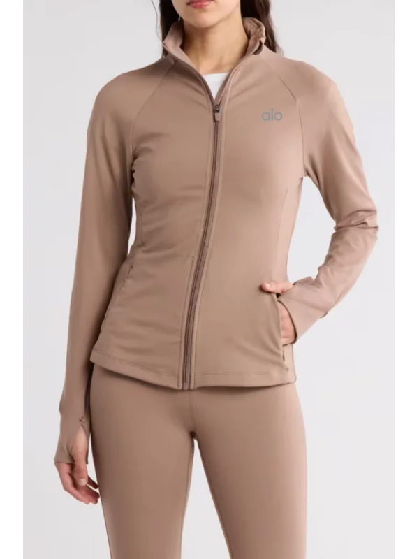 Ao Baskılı Uzun Kollu Modal Spor Koşu & Yoga Ceketi