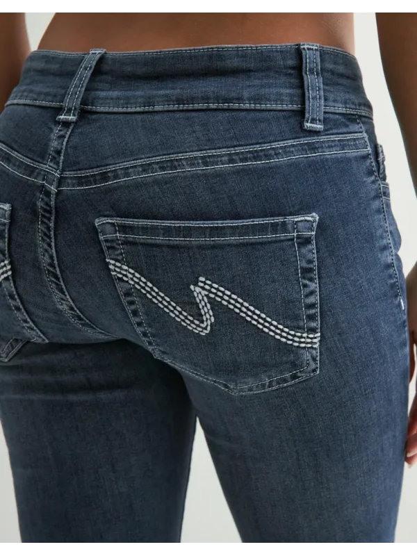 Y2K Vintage Düşük Bel Bootcut Arka Cep Detaylı Koyu Kot Pantolon