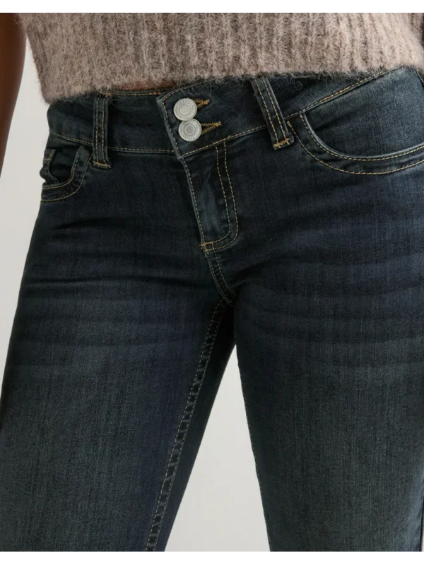 Y2K Vintage Düşük Bel Bootcut Arka Cep Detaylı Koyu Kot Pantolon