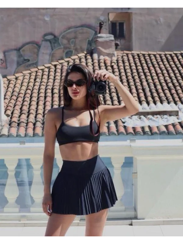 Siyah Pileli Şort Etek ORJ AO