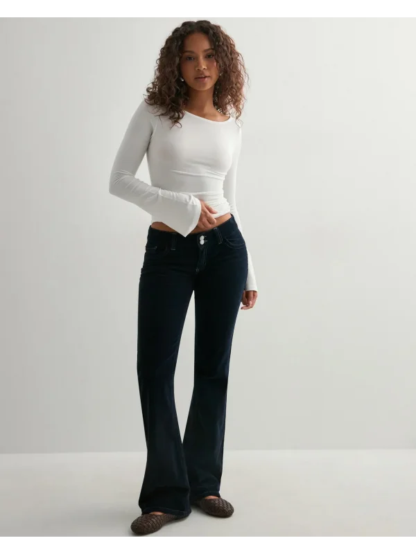 Düşük Bel İspanyol Paça Kadife Çift Dikişli Flare Pantolon