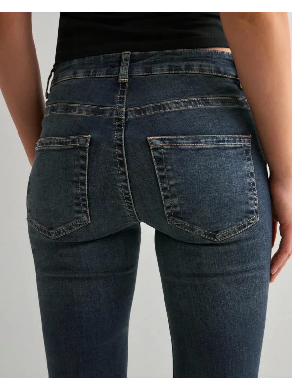 Kadın Ara Bel Düğme Detaylı Bootcut jean pantolon -Açık mavi