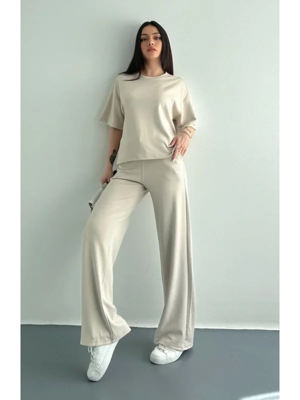 Ao Baskılı Modal Lastikli Yazı Baskılı Bol Paça Eşofman Altı Pantolon