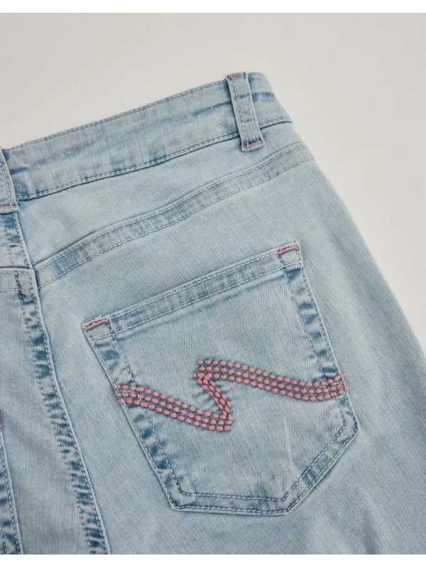 Düşük Belli Dikişli Yırtık Diz Bootcut Kot Pantolon