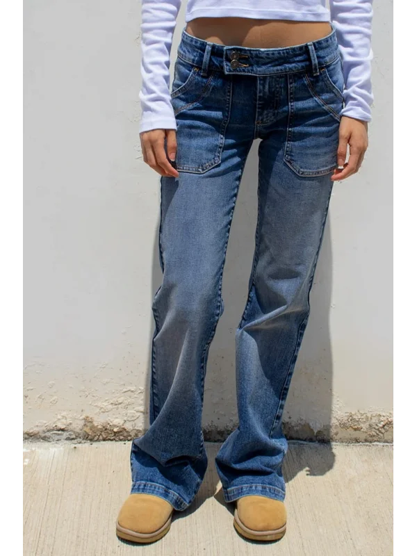 Düşük Bel Slim Fit Kot Pantolon Esnek & Yüksek Konfor&Low waist jeans