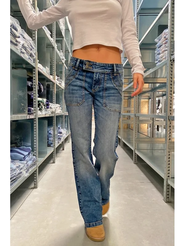 Düşük Bel Slim Fit Kot Pantolon Esnek & Yüksek Konfor&Low waist jeans