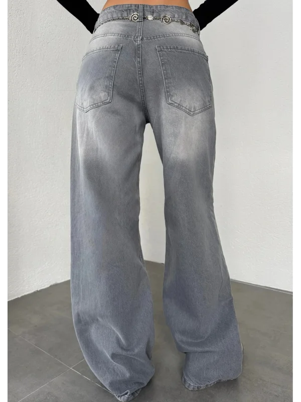 Yıkamalı Süper Baggy Ekstra Geniş Paça Jean