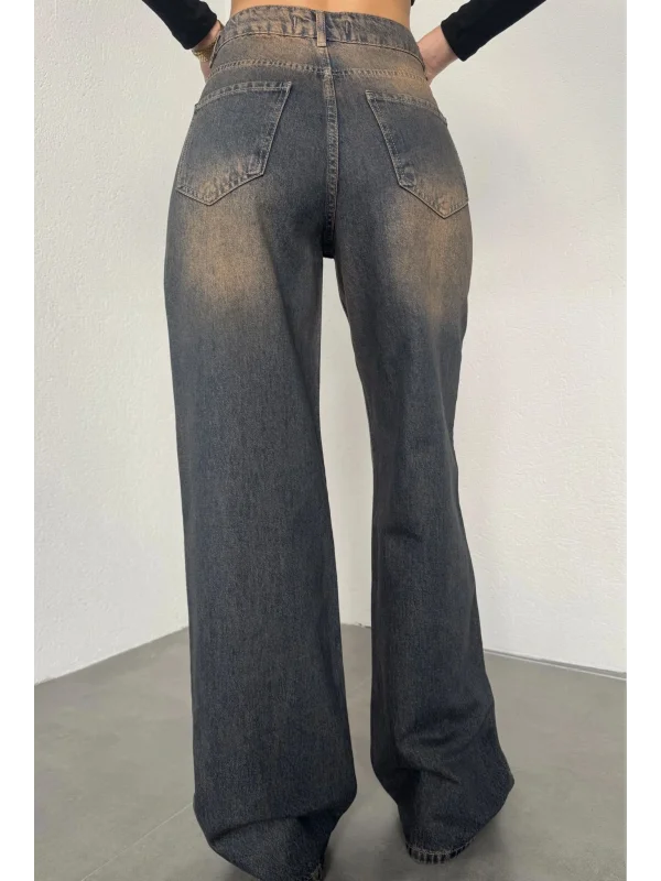 Yıkamalı Süper Baggy Ekstra Geniş Paça Jean