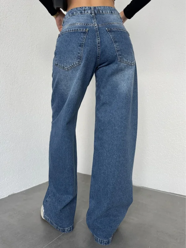 Yıkamalı Süper Baggy Ekstra Geniş Paça Jean