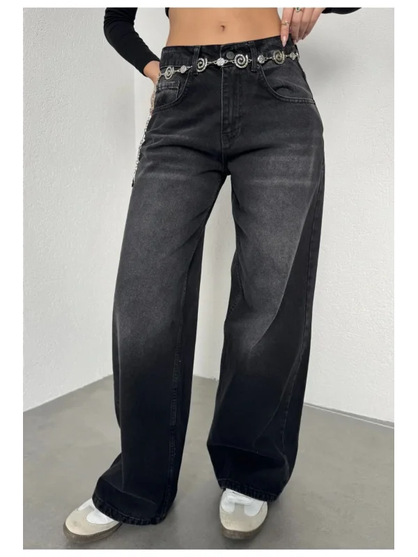 Yıkamalı Süper Baggy Ekstra Geniş Paça Jean