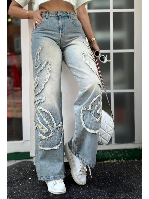 Yıkamalı Süper Baggy Ekstra Geniş Paça Jean