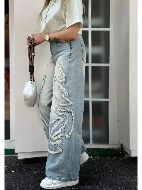 Yıkamalı Süper Baggy Ekstra Geniş Paça Jean