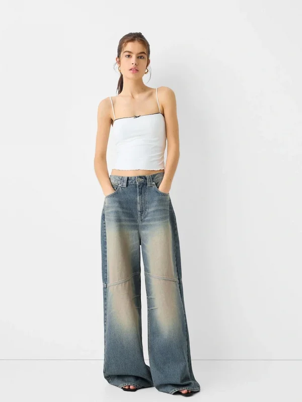 Yıkamalı Süper Baggy Ekstra Geniş Paça Jean