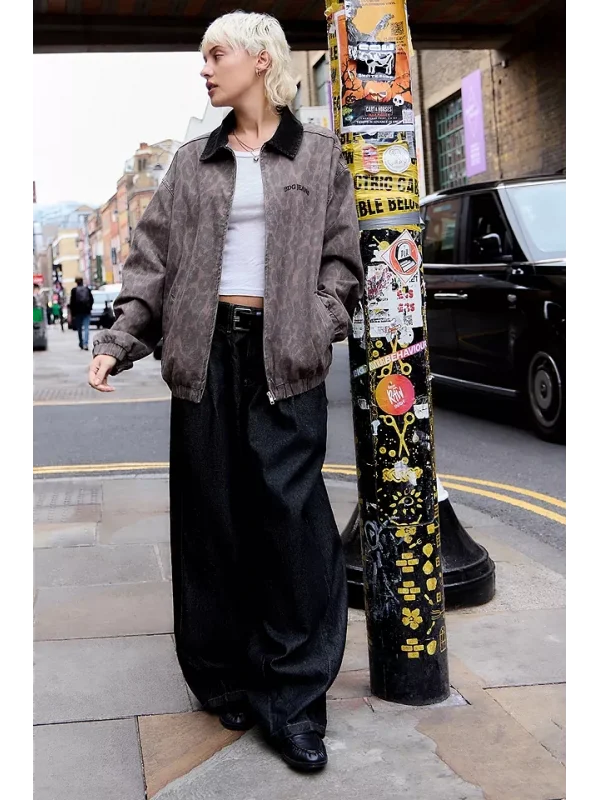 Leopar Bomber Unisex Ceket Oversize Mevsimlik Kaban