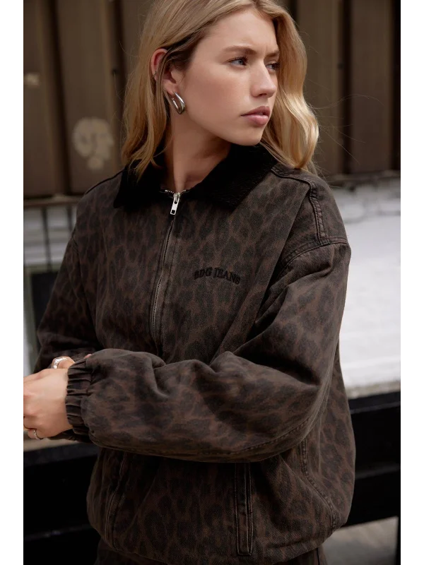 Leopar Bomber Unisex Ceket Oversize Mevsimlik Kaban
