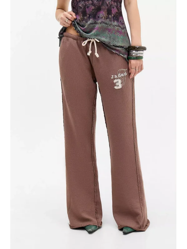 JL Esintili Pembe Düşük Bel Bol Paça Jogger Eşofman Altı Kadın