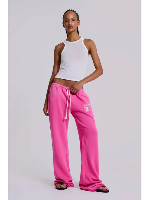JL Esintili Pembe Düşük Bel Bol Paça Jogger Eşofman Altı Kadın