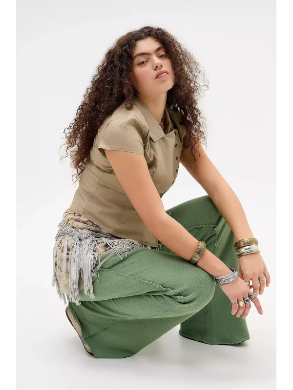 JL Esintili Pembe Düşük Bel Bol Paça Jogger Eşofman Altı Kadın