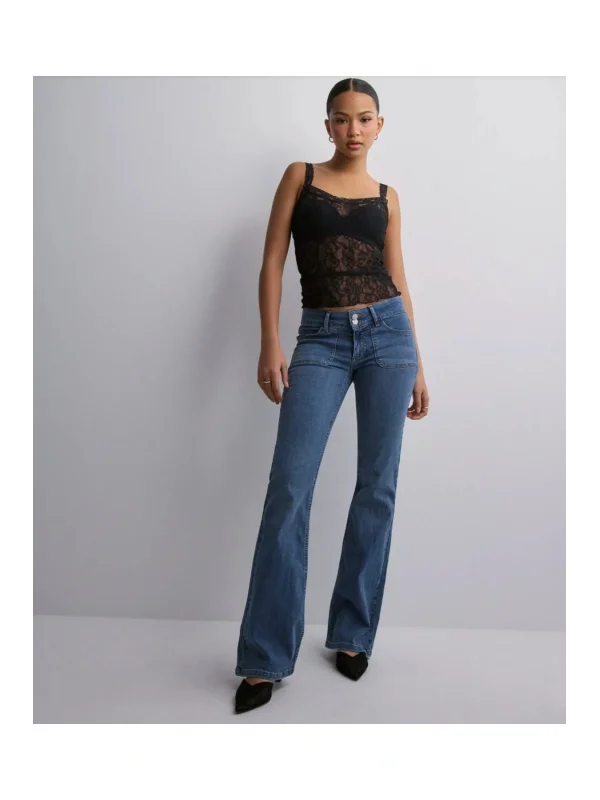 Arka Cep Düğmeli Kot Pantolon