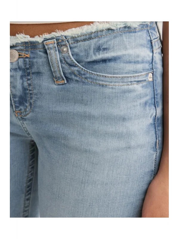 Kesik Düşük Bel Detaylı Kot Pantolon