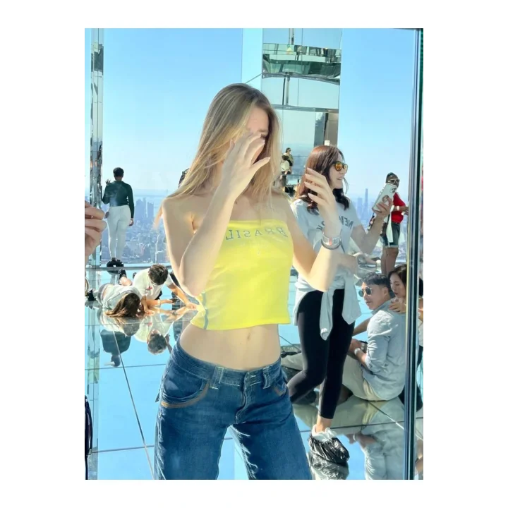 Subdued Brasil Straplez Crop