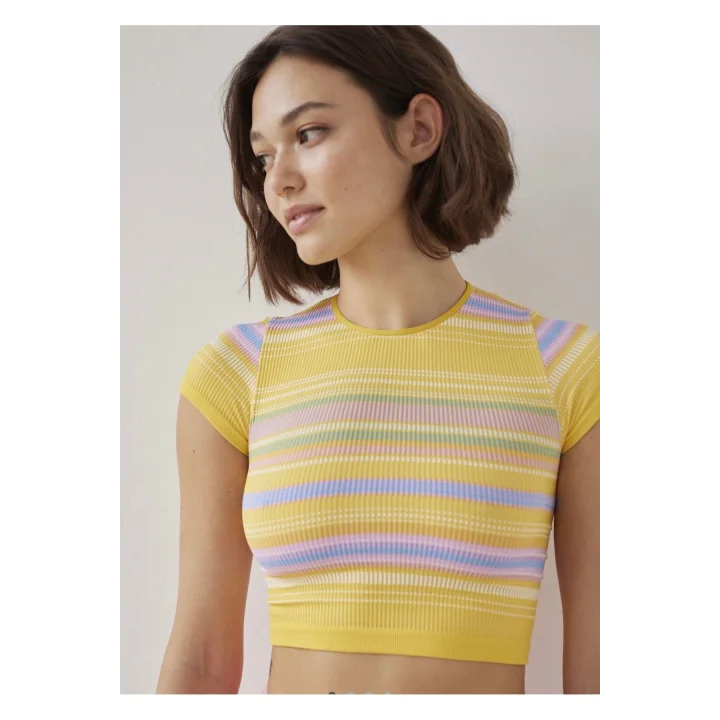 Seamless Çizgili Crop Top