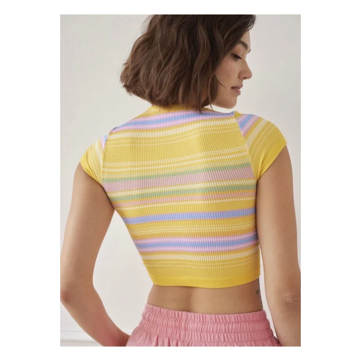 Seamless Çizgili Crop Top