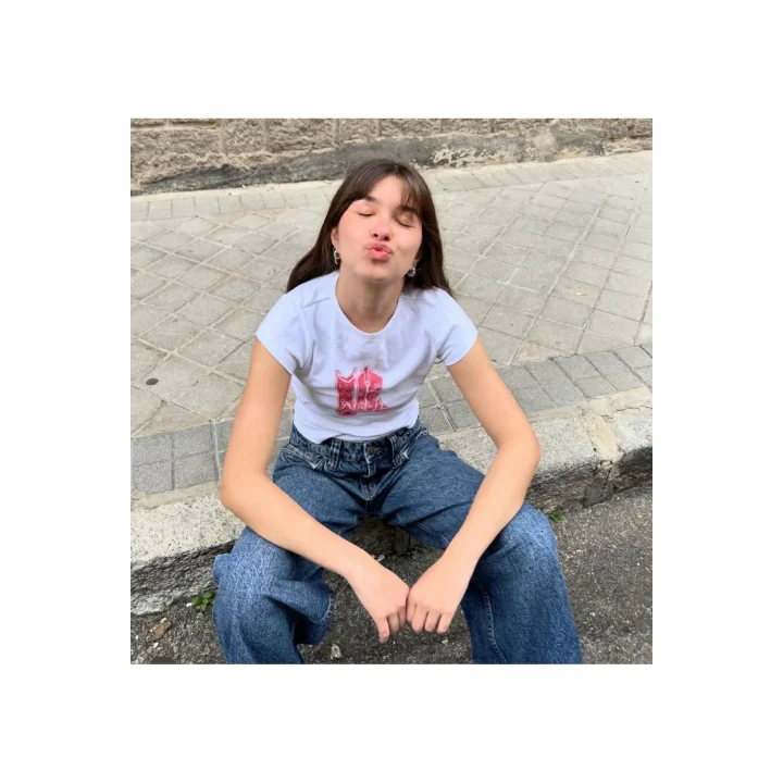Y2k Çizme Baskılı T-shirt