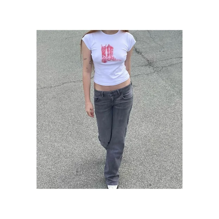 Y2k Çizme Baskılı T-shirt