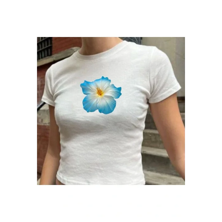 y2k Mavi Çiçek T-Shirt