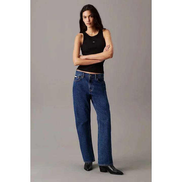 CKL Streç Slim Fit Bisiklet Yaka Body Beyaz Ribanalı Halter Yaka Crop Top