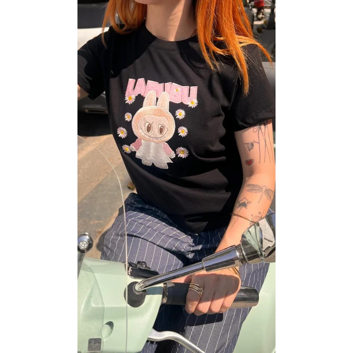 Sevimli Canavar Baskılı Nakış Detaylı T-Shirt
