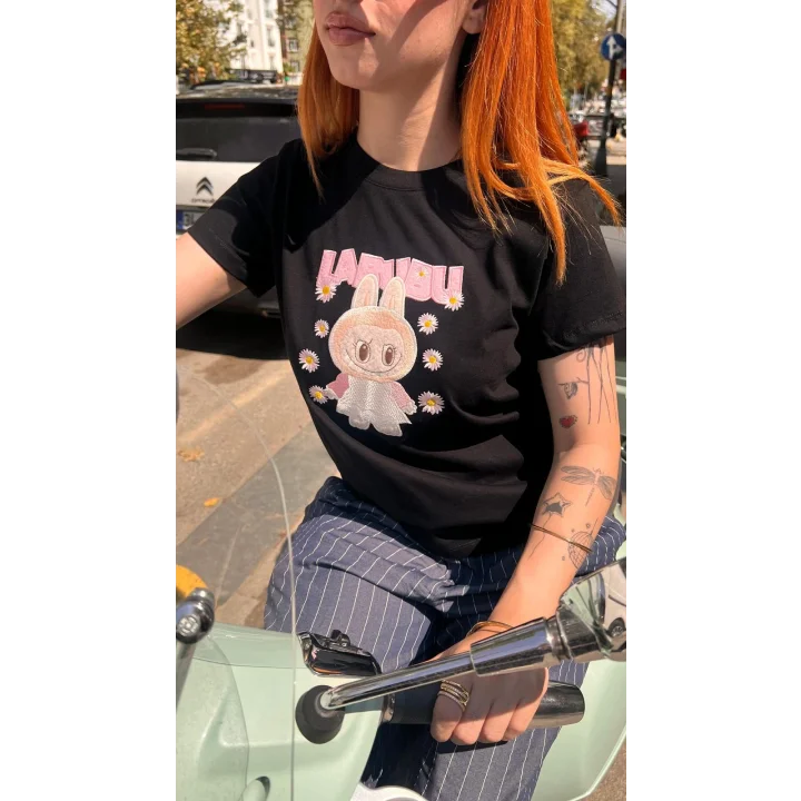 Sevimli Canavar Baskılı Nakış Detaylı T-Shirt