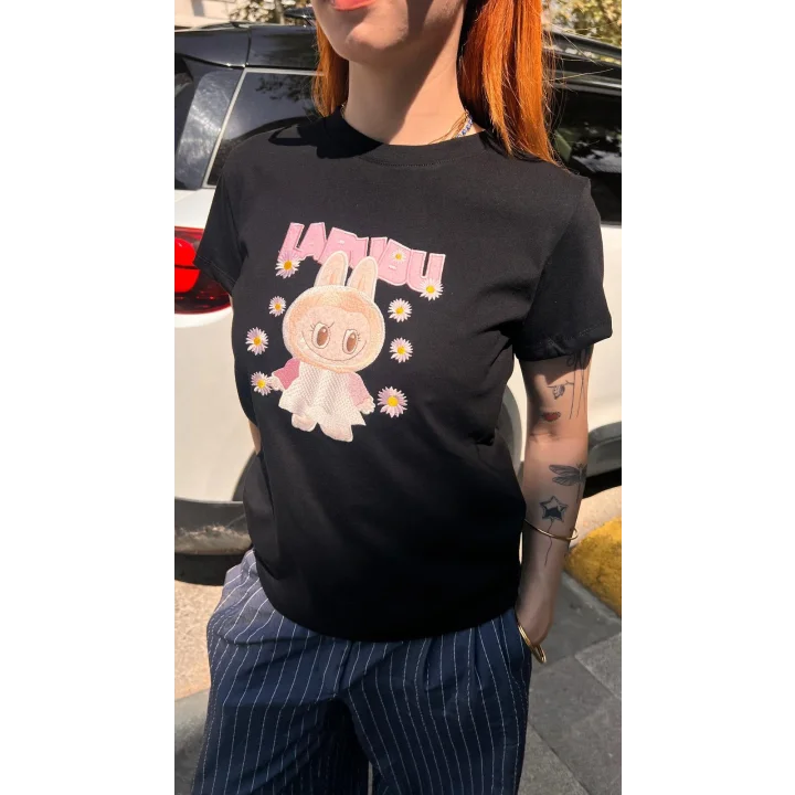 Sevimli Canavar Baskılı Nakış Detaylı T-Shirt