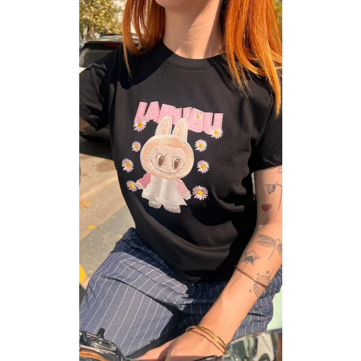 Sevimli Canavar Baskılı Nakış Detaylı T-Shirt