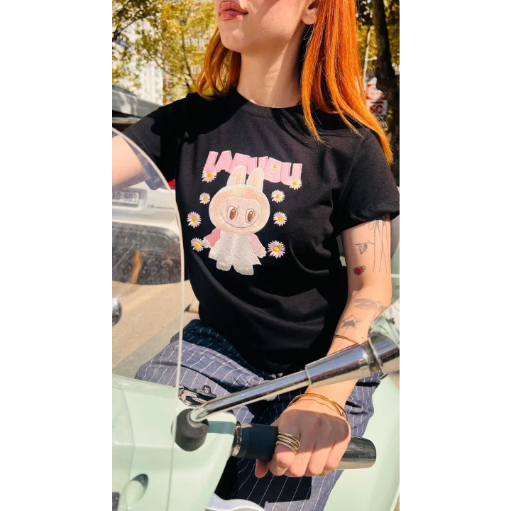 Sevimli Canavar Baskılı Nakış Detaylı T-Shirt