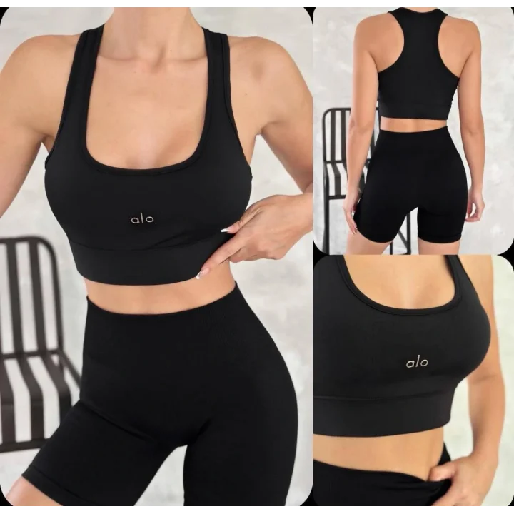 AO Basic Yazılı Kadın Günlük Siyah Sporcu Modeli Atlet & Spor Bra
