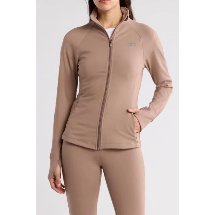 Ao Baskılı Uzun Kollu Modal Spor Koşu & Yoga Ceketi