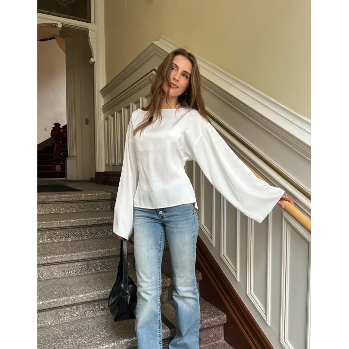 Kadın Yüksek Bel Düğme Detaylı Bootcut jean pantolon -Açık mavi