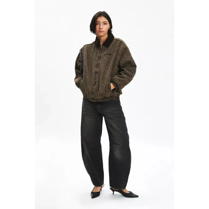 Leopar Bomber Unisex Ceket Oversize Mevsimlik Kaban