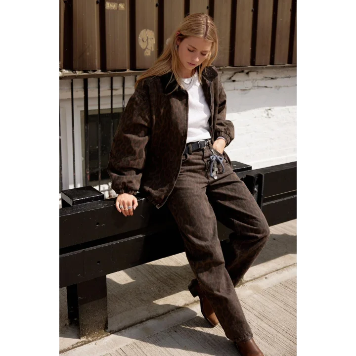 Leopar Bomber Unisex Ceket Oversize Mevsimlik Kaban