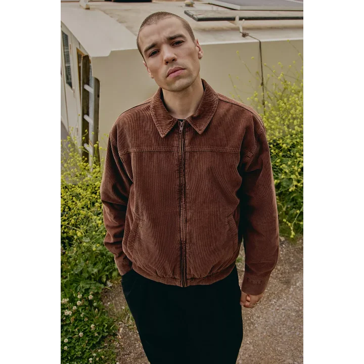 Acı Kahverengi Kadife Bomber Unisex Ceket Oversize Mevsimlik Kaban