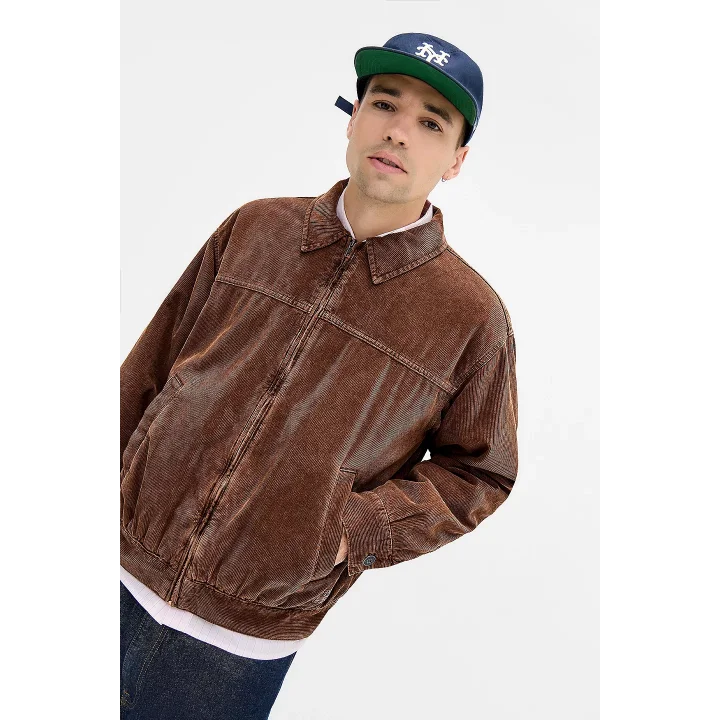 Acı Kahverengi Kadife Bomber Unisex Ceket Oversize Mevsimlik Kaban