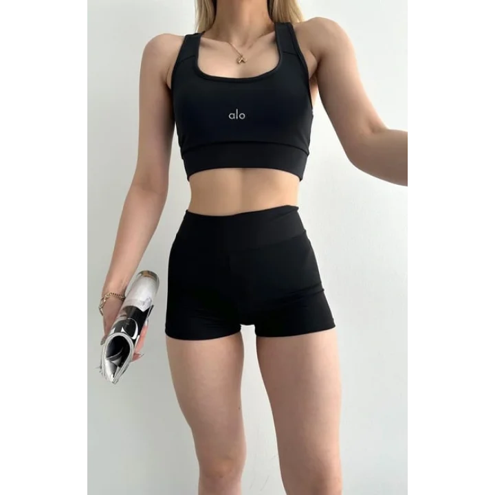 AO Basic Yazılı Kadın Günlük Siyah Sporcu Modeli Atlet & Spor Bra