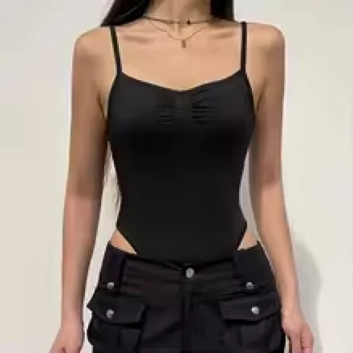 Askılı Basic Body Siyah Vücuda Oturan Çıtçıtlı Korse Görünümlü Body