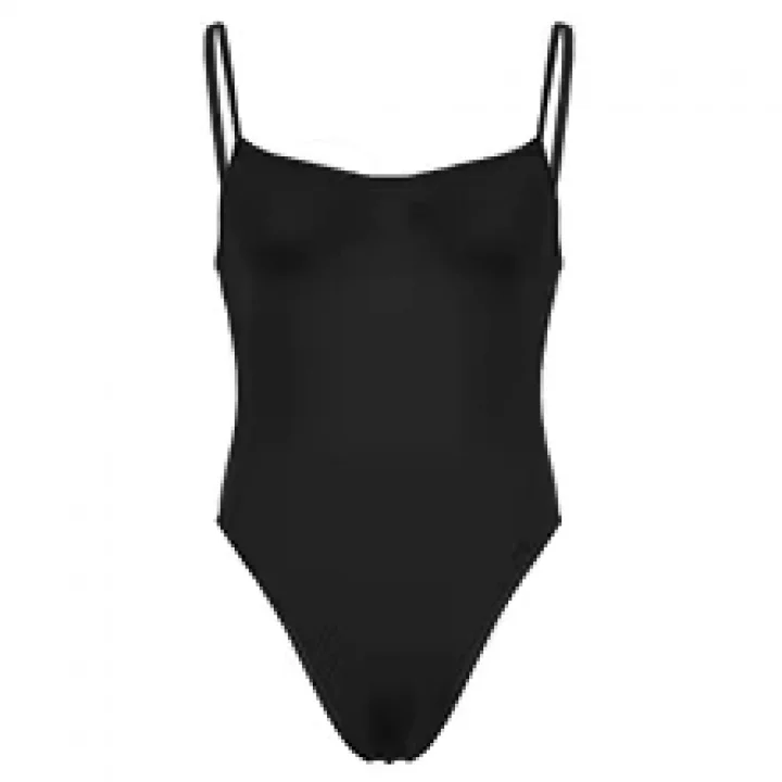 Askılı Basic Body Siyah Vücuda Oturan Çıtçıtlı Korse Görünümlü Body