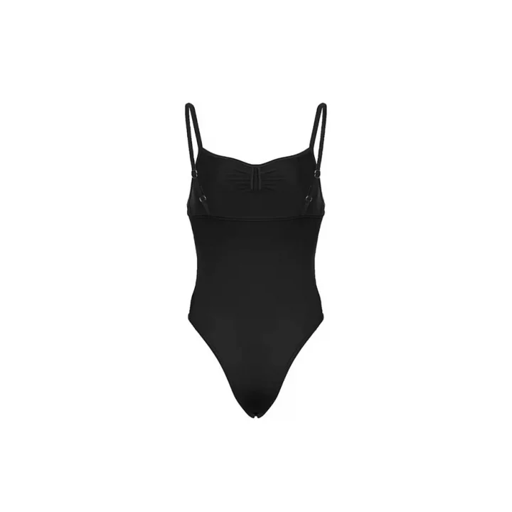 Askılı Basic Body Siyah Vücuda Oturan Çıtçıtlı Korse Görünümlü Body