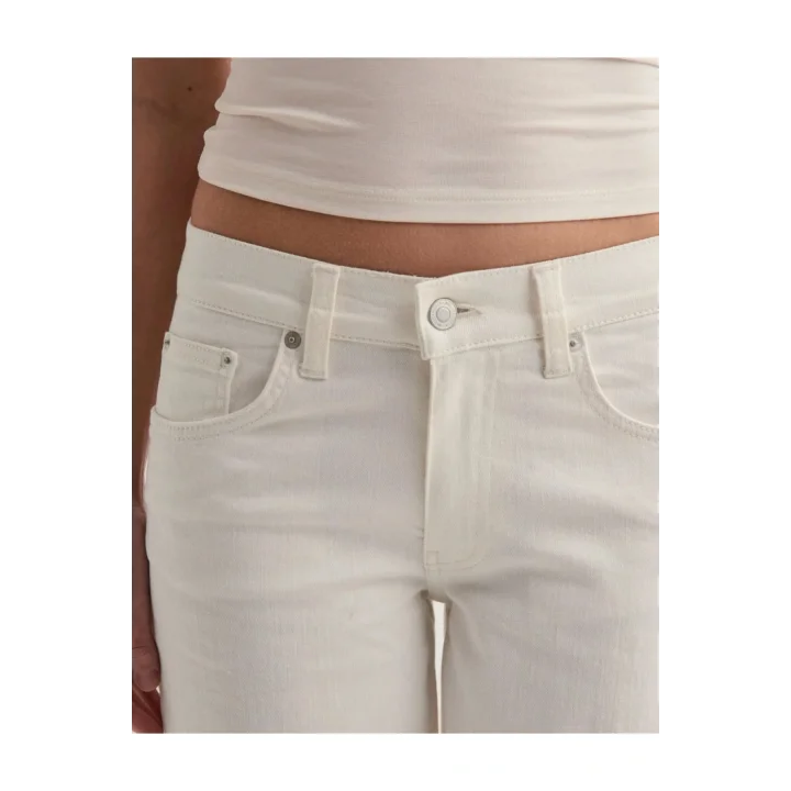 Beyaz Düşük Bel Bol Kot Pantolon