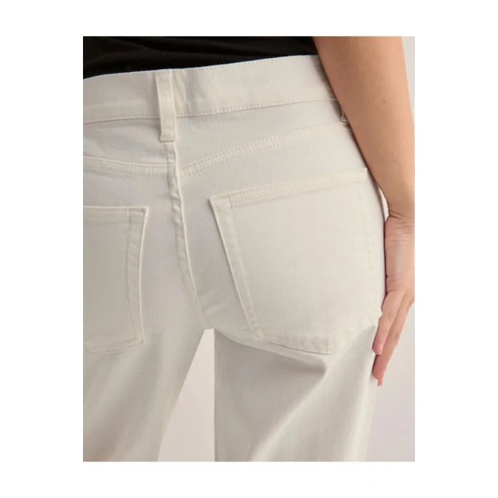 Beyaz Düşük Bel Bol Kot Pantolon
